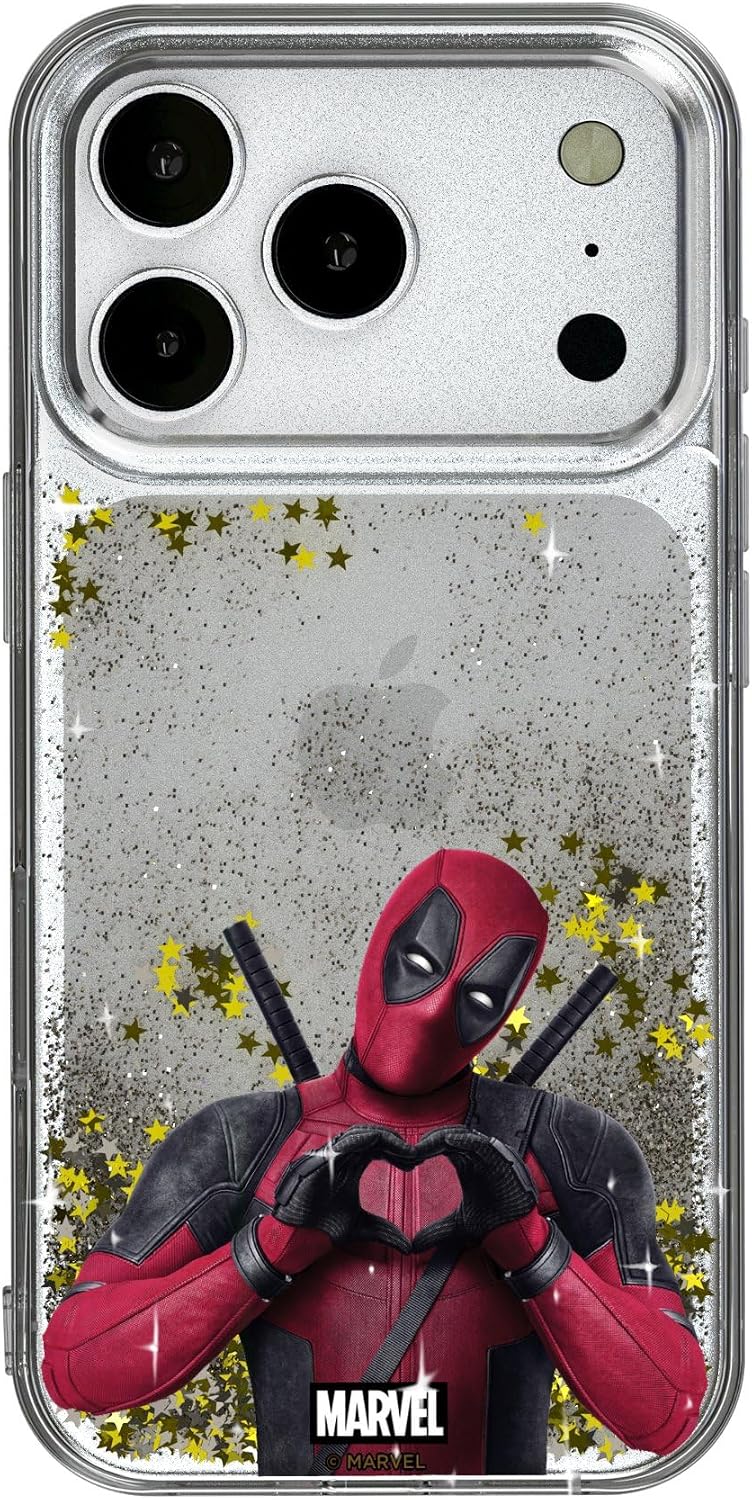 Keyscaper Marvel Deadpool Badge Glitter Cell Phone Case for iPhone 17