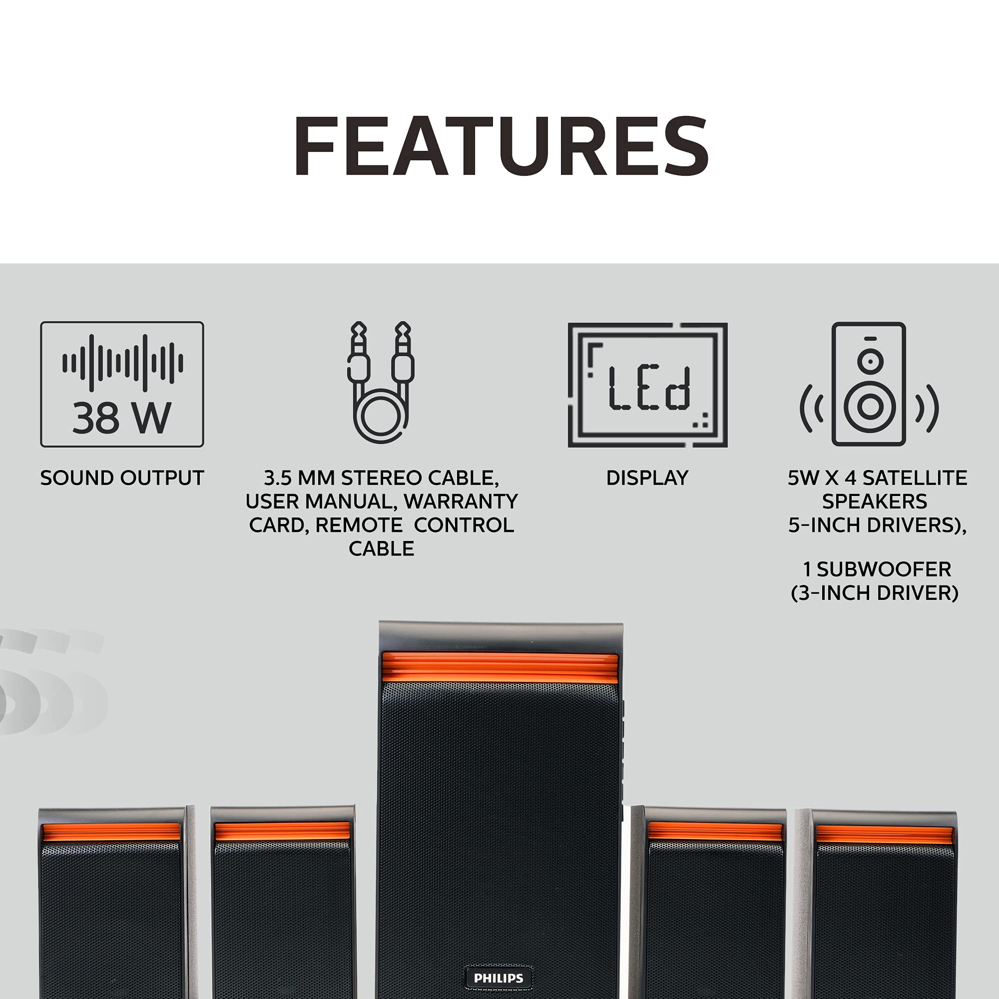 Multimedia Speaker System Philips Convertible Soundbar Bluetooth