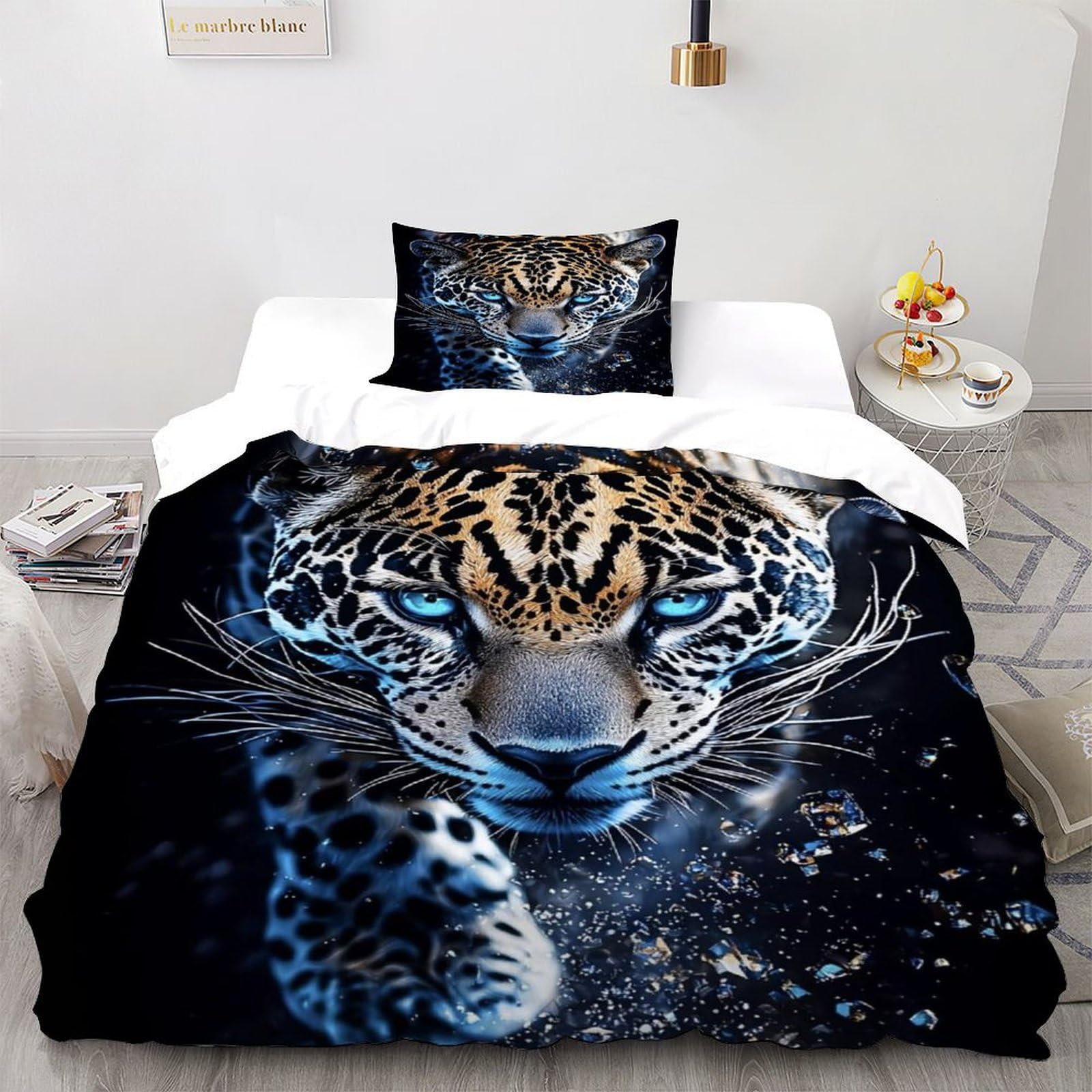 Housse de couette léopard avec fermeture éclair parure de lit