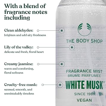 The Body Shop Musk Body Mist | Refreshing Body Spray, Lightweight, For All Skin Types | Vegan, 100 ml / 3.3 oz (White Musk)