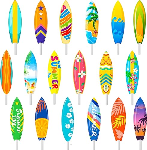 36 decoraciones para cupcakes para tablas de surf, piscina, decoración de fiesta de cumpleaños, playa, tabla de surf, decoración de cupcakes para