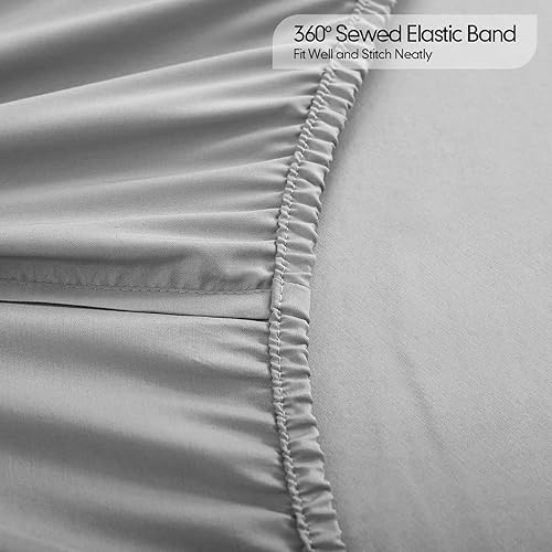 Miniatura 4 de JOHNPEY Sábanas refrescantes de bambú tamaño King, sábanas suaves y sedosas para cama de tamaño King, bolsillo profundo de 18 pulgadas, sábanas y