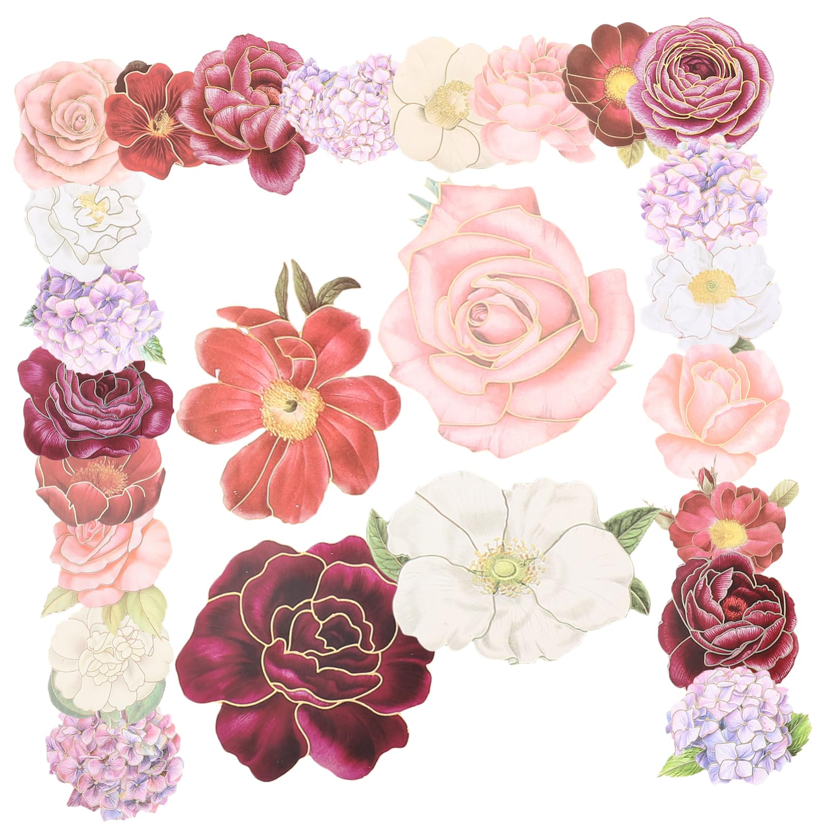 ARTIBETTER 3 Set Adesivi Floreali Decorativi Per Scrapbook E Laptop Adesivi Estetici Per Decorare Bottiglie E Variopinti 50 Pezzi*3