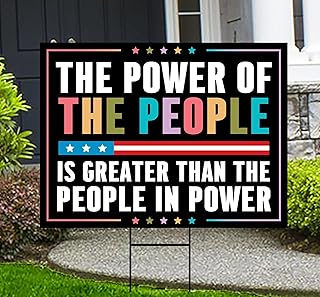 Power of the People Yard Sign - Resist Hate Lawn Sign, Anti-Trump Sign, Resist Racism, Resist Fascism Yard Sign with Metal H-Stake (Multicolor, 18" x 12", Double Sided)