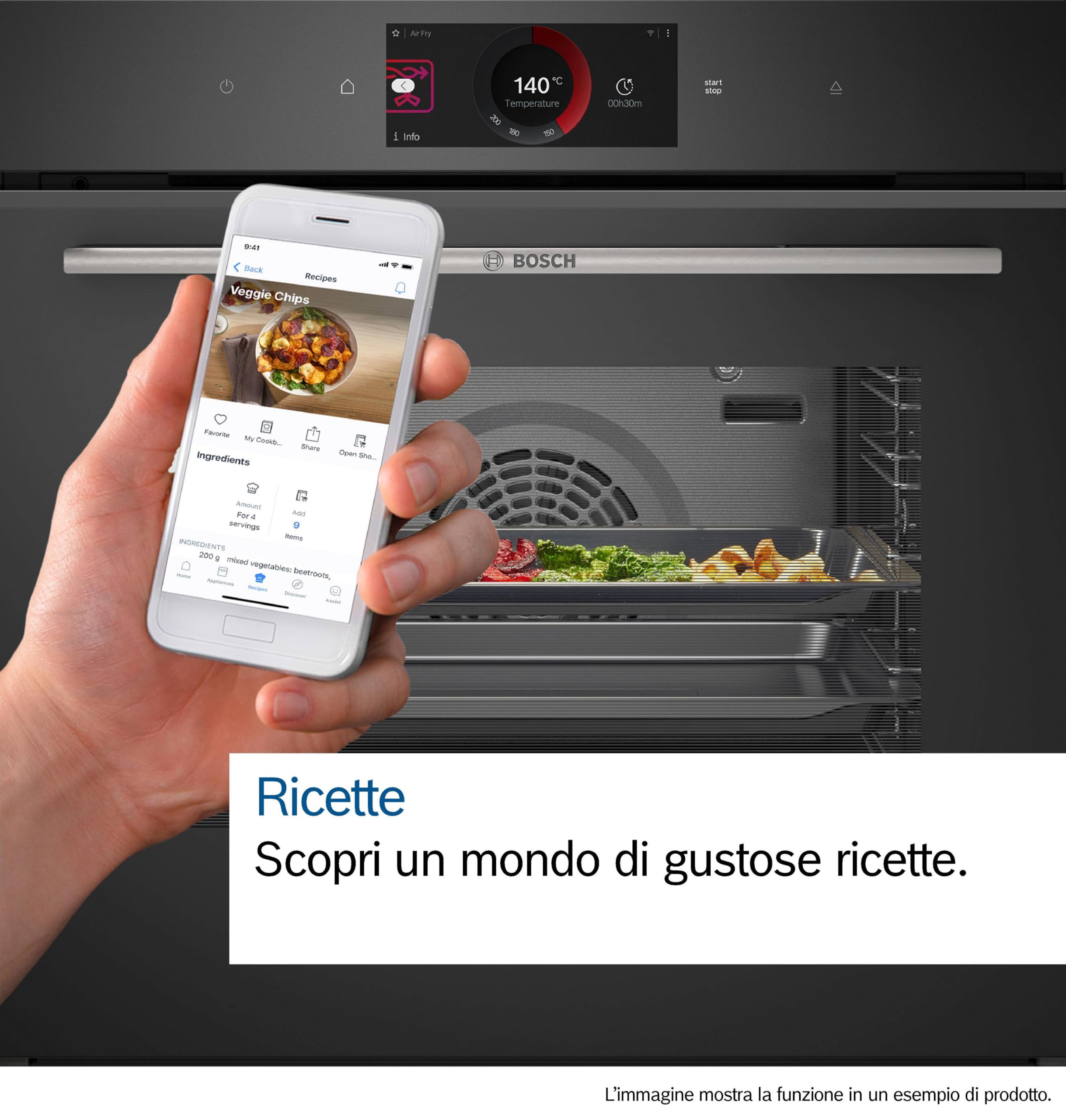 Bosch HMG7361B1, Forno combinato con microonde smart da incasso, Funzione Airfry, Chiusura ammortizzata della porta, Display TFT Touch Plus, Nero, 60 cm.