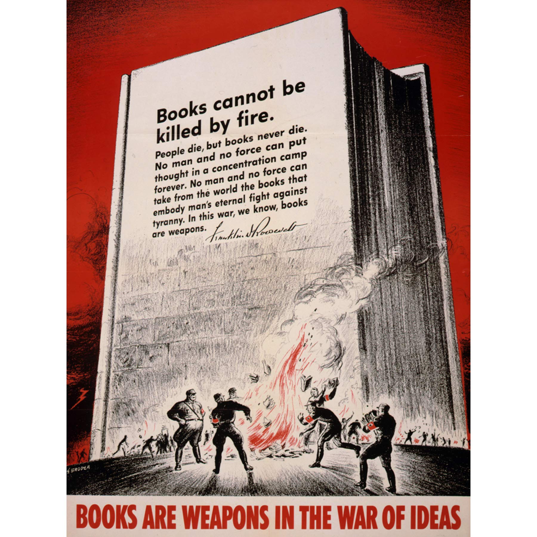 Wee Blue Coo War Wwii Book Burning Roosevelt Weapon Fire National Socialism Poster 30X40 Cm 12X16 In Bb7158B
