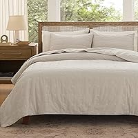 Vista 19 de Bedsure - Juego de edredón 100% algodón, tamaño King, colcha ligera y suave, juego de edredón de 3 piezas con costuras acogedoras, con 2 fundas