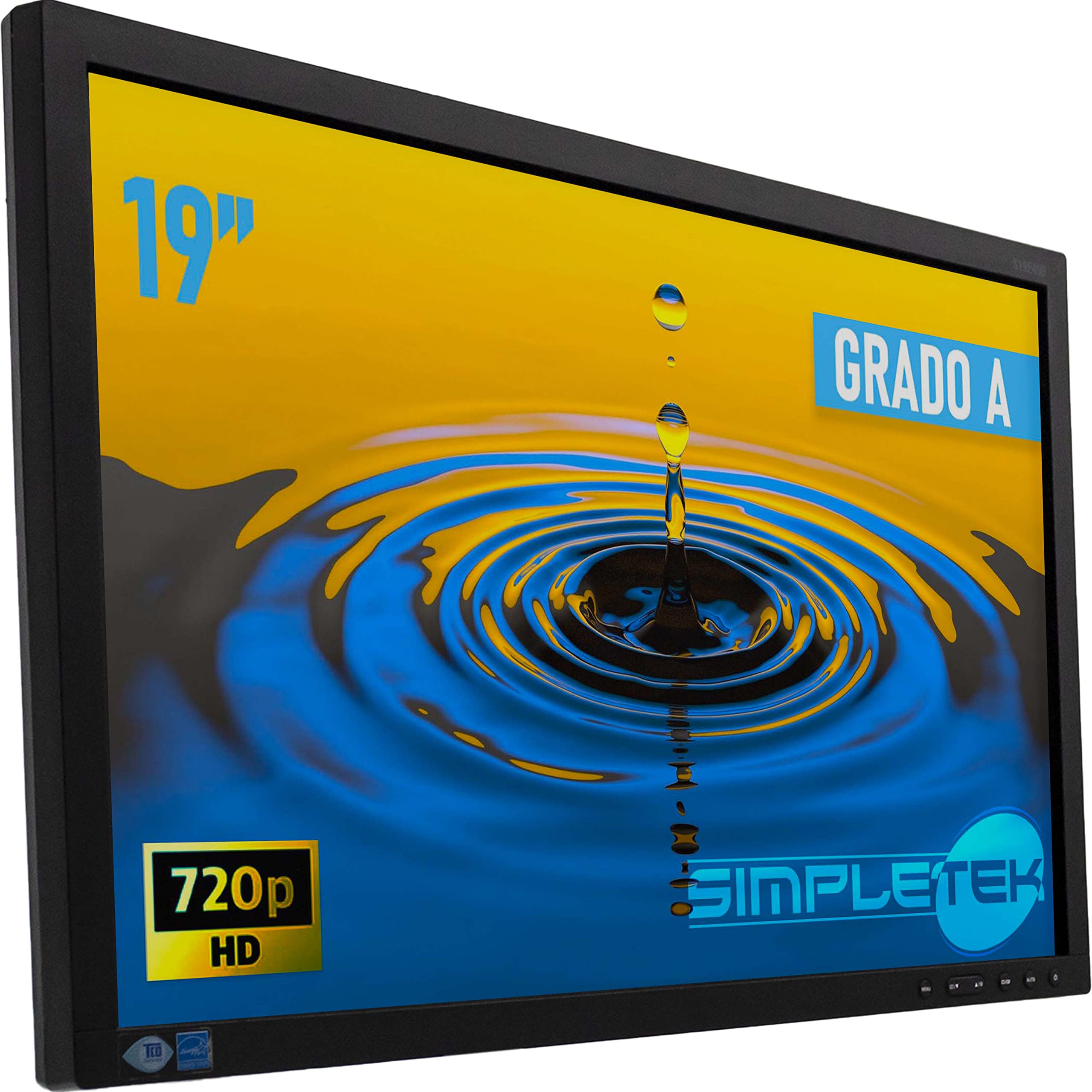 SIMPLETEK - Monitor da 19” TN LED 1440X900px HD 16:10 | Montaggio a parete da 100x100 mm | DVI VGA | Senza base (Ricondizionato)