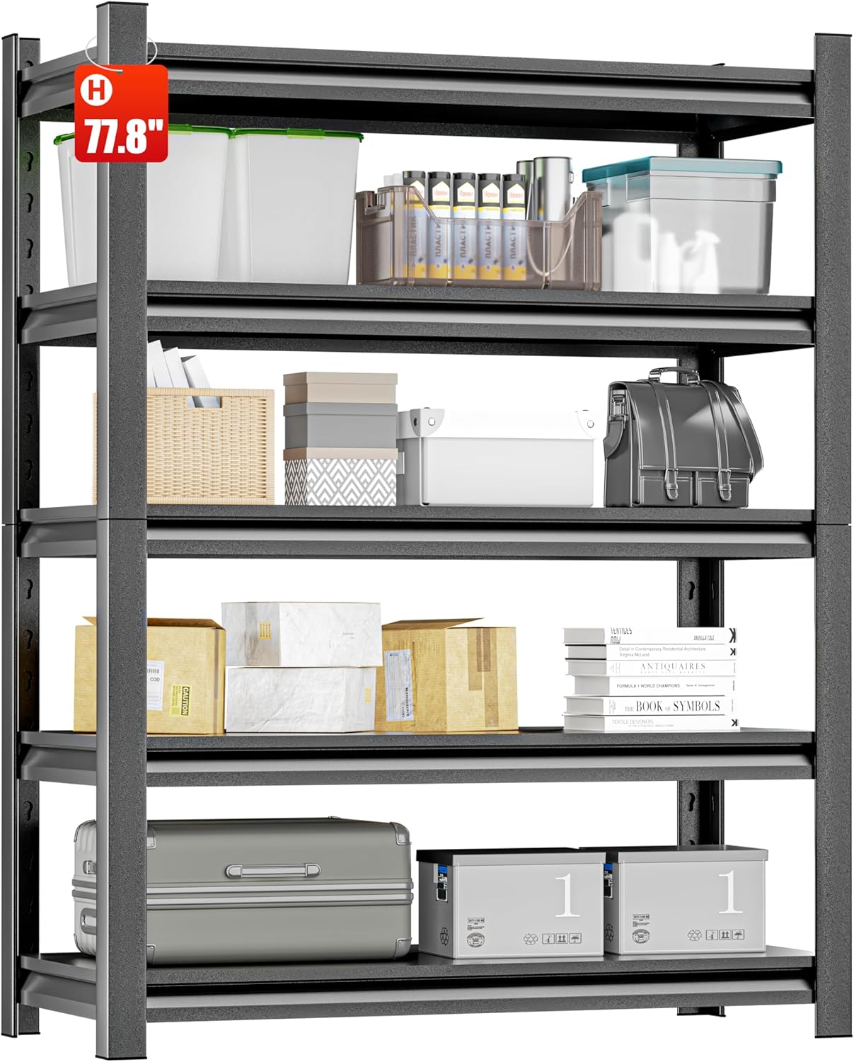 Amazon.com: OLLRRACT Metal Garage Shelving Unit, 5 Tier Heavy Duty ...