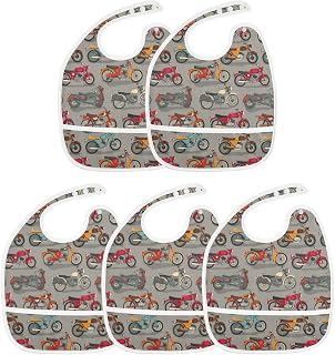 Baby Feeding Bibs for Boys Girls Cute Motorcycles Toddler Infant Bandana Drool Bibs with Pocket 1 Pack