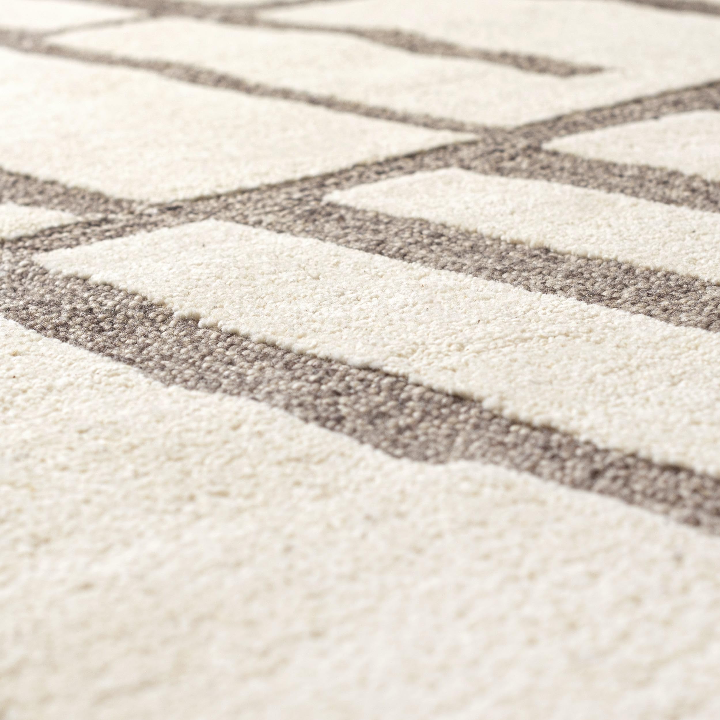 Mazovia Grande Tappeto Soggiorno 160x230cm Crema Geometrico Scandinavo Lana