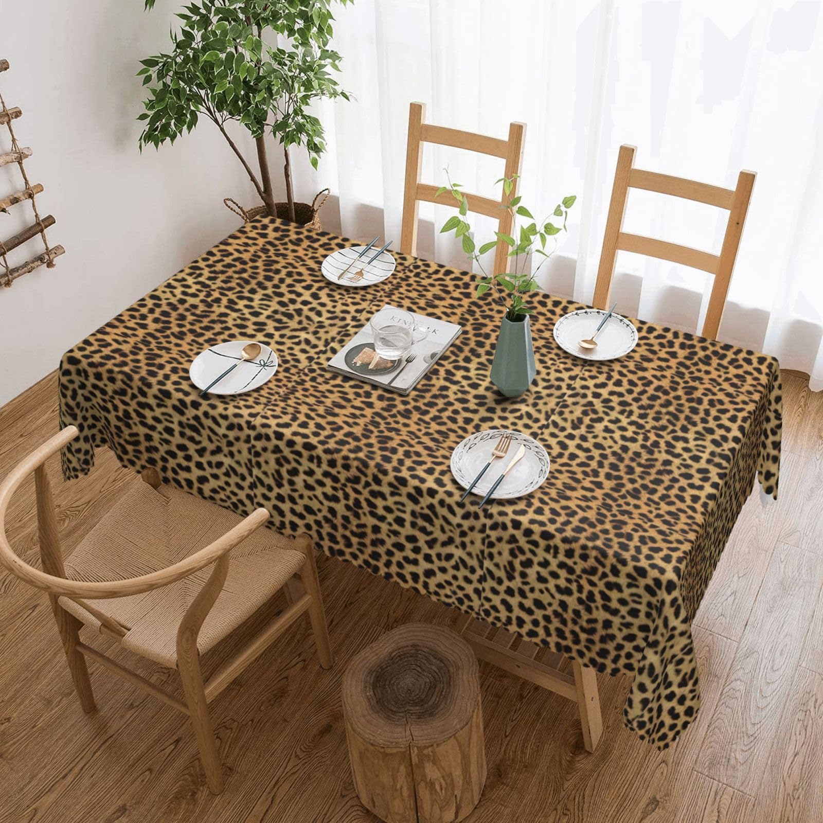 Rectangle Tablecloth Picnic Table Cloth For Outdoor Camping Banquet Party Leopard Animal Print
