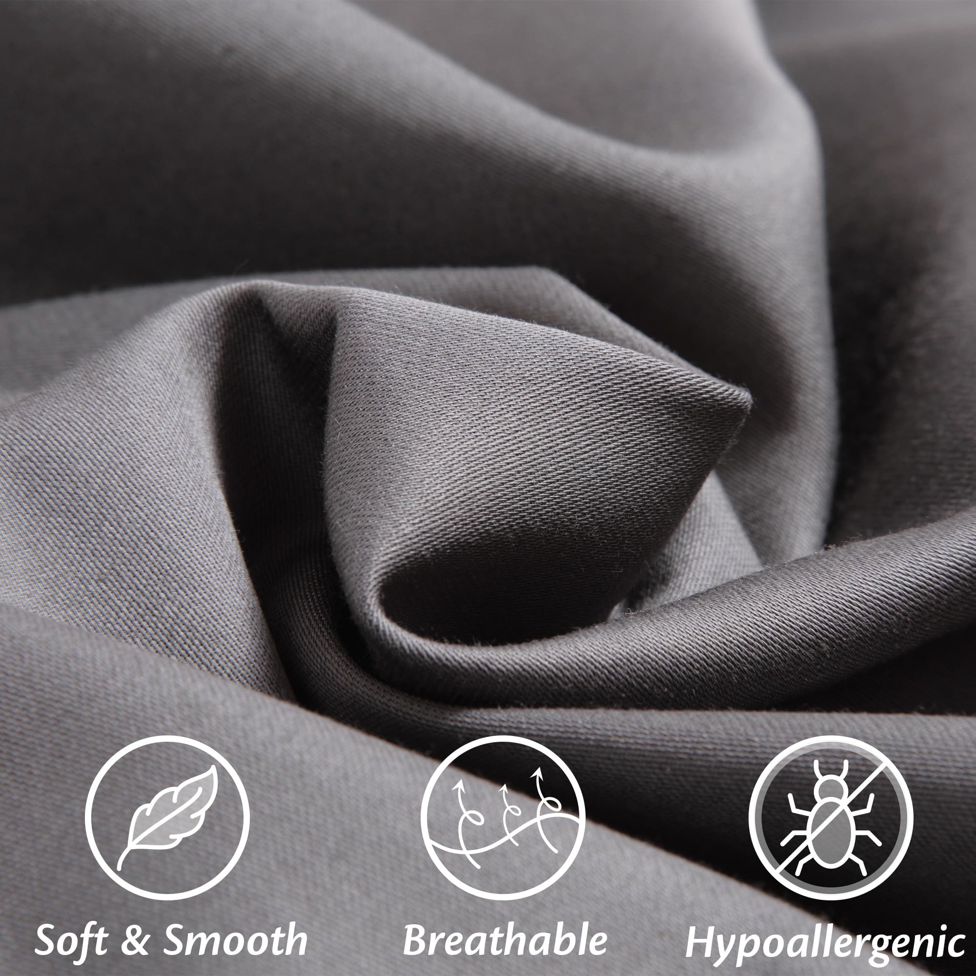 Flowen Federe Cuscini Letto Matrimoniale e Singolo 40x80 Set 2 Copricuscini 100% Cotone Effetto Seta Tessuto Morbido Anallergico Antiacaro Traspirante Coppia Fodere Rettangolari Lavabili in Lavatrice