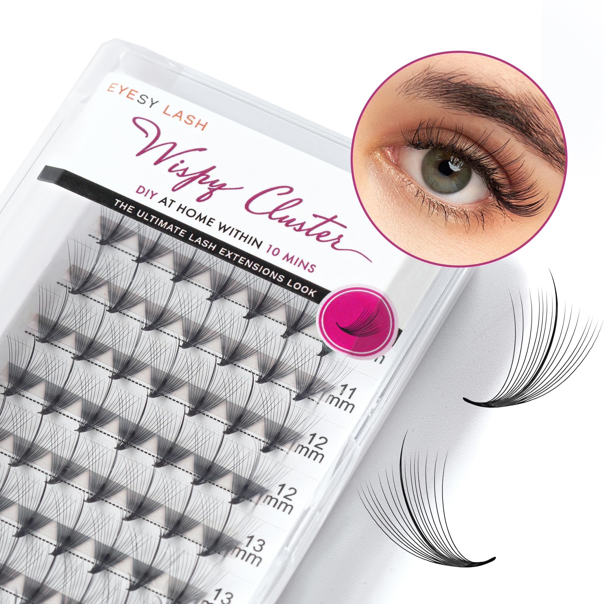DIY Wispy Individual Lash Clusters 96pcs 20D D Curl 0.07 9-16mm Mixed Lengths - Eyelash Clusters Wispy Volume Natural Look Eyelash Extension at Home
