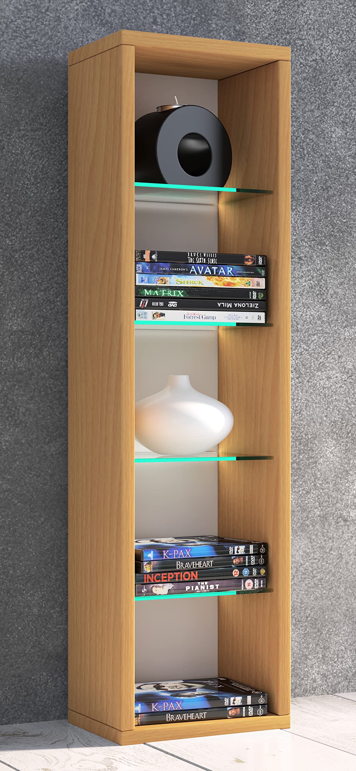 VCM Rasato L Étagère en bois pour CD/DVD et livres Dimensions (H x l x P) : 77 x 21 x 14 cm