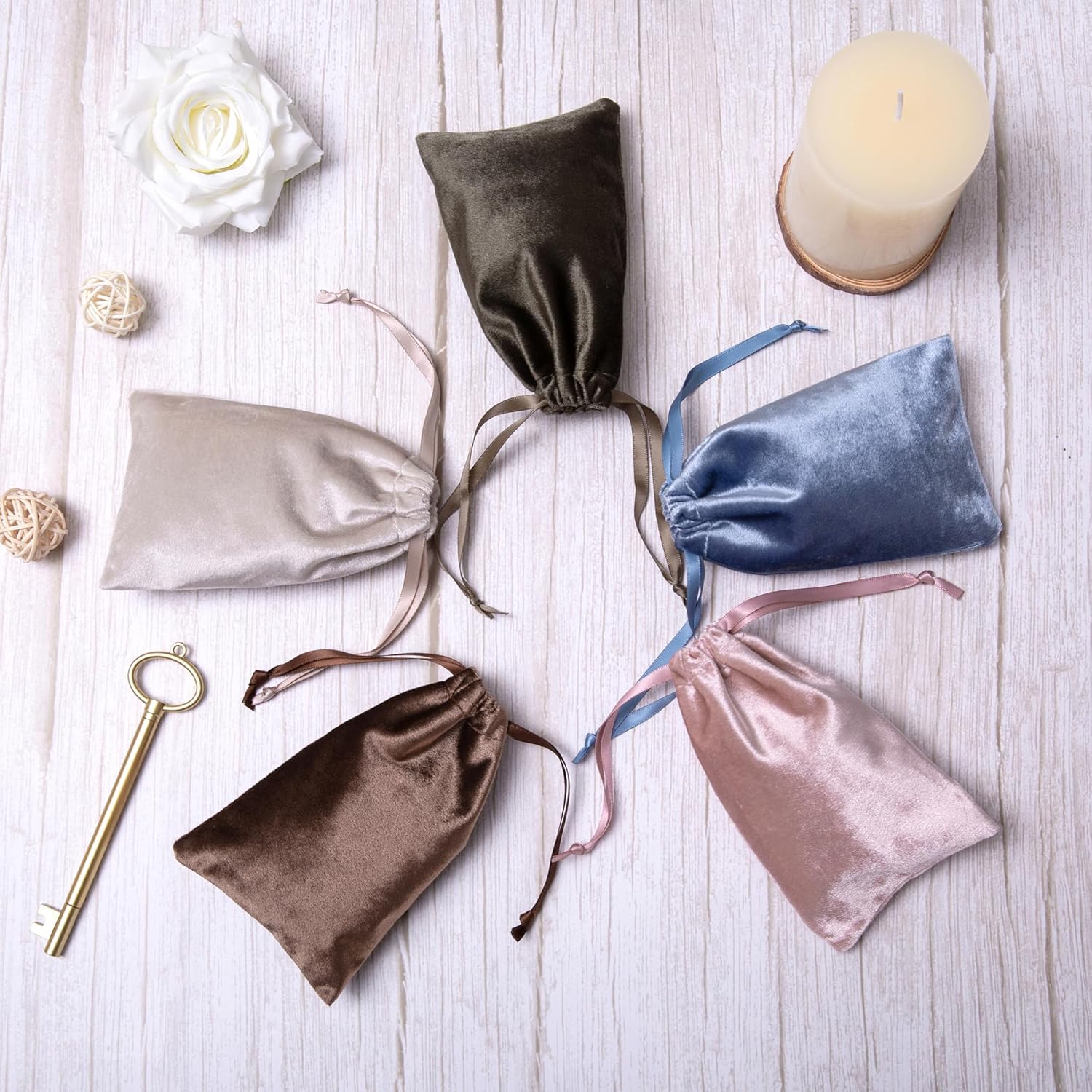 QIANF 12pcs Moss Green Velvet Drawstring Bags 4x6 inches Glossy Small Velvet Cloth Gift Bags Jewelry Pouches for Jewelry Storage Wedding Party Favor Christmas - Image 9