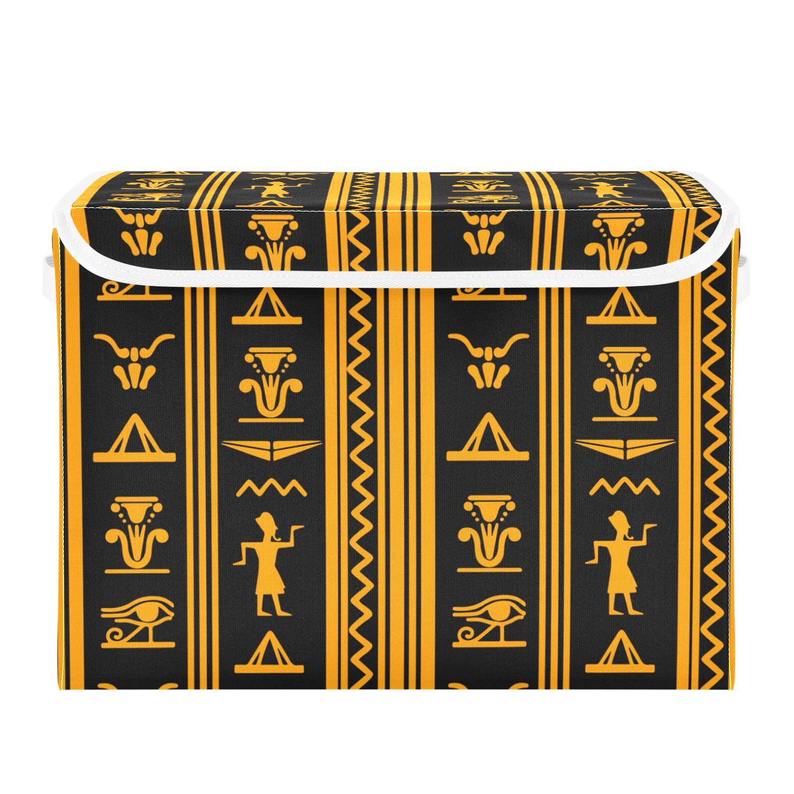 Yopersonalizes Storage Boxes with Lids, Ancient Egyptian Egypt Collapsible Fabric Storage Cube with Handles, Storage Baskets for Shelves Clothes Toys Wardrobe 42x32x30 cm