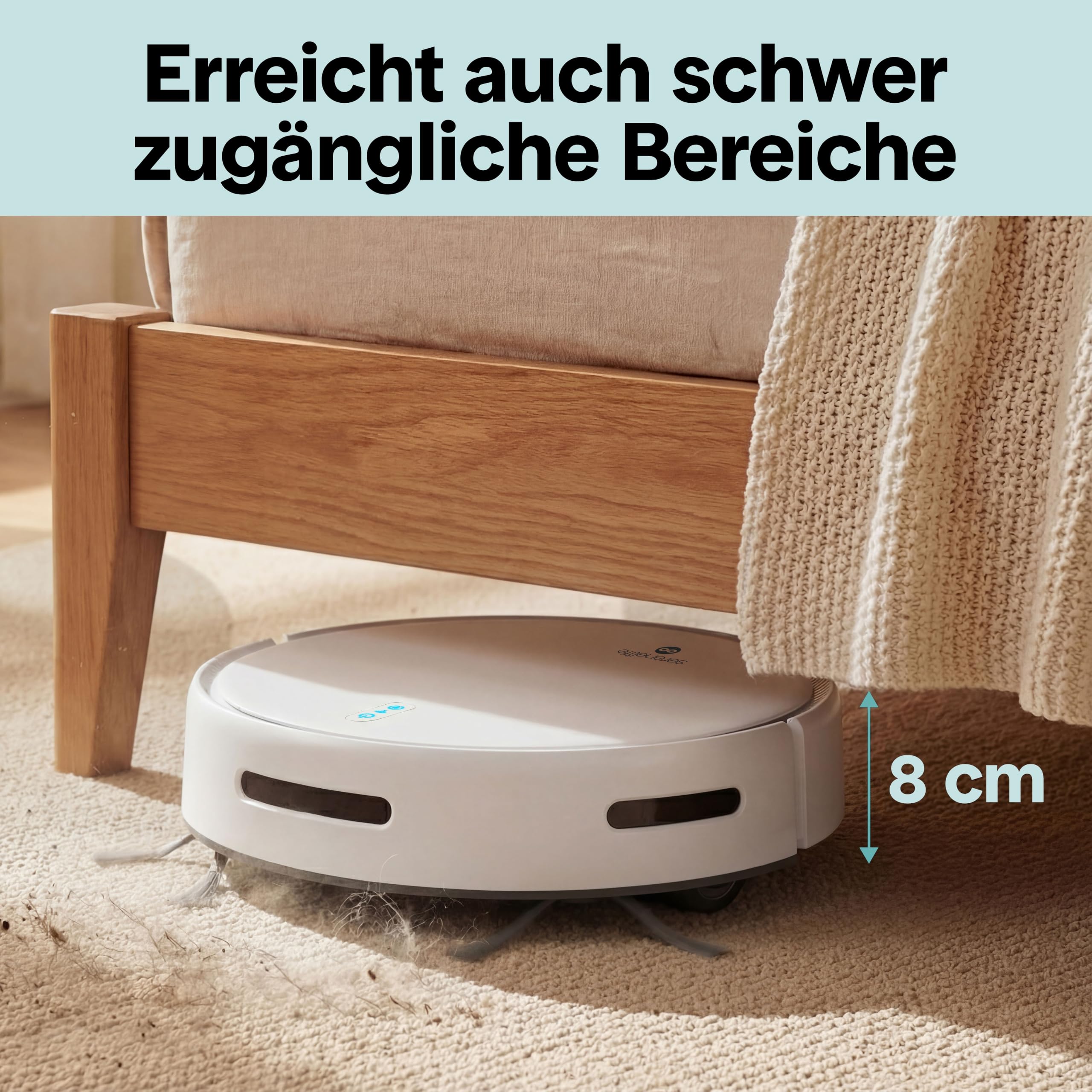SereneLife Saugroboter mit Wischfunktion, 2 in 1 Staubsauger Roboter, 3000pa Saugkraft, WLAN, Schlank & Geräuscharm mit Absturzsensoren, Selbstaufladend für Tierhaare, Weiche/Harte Böden, 140Mins Max