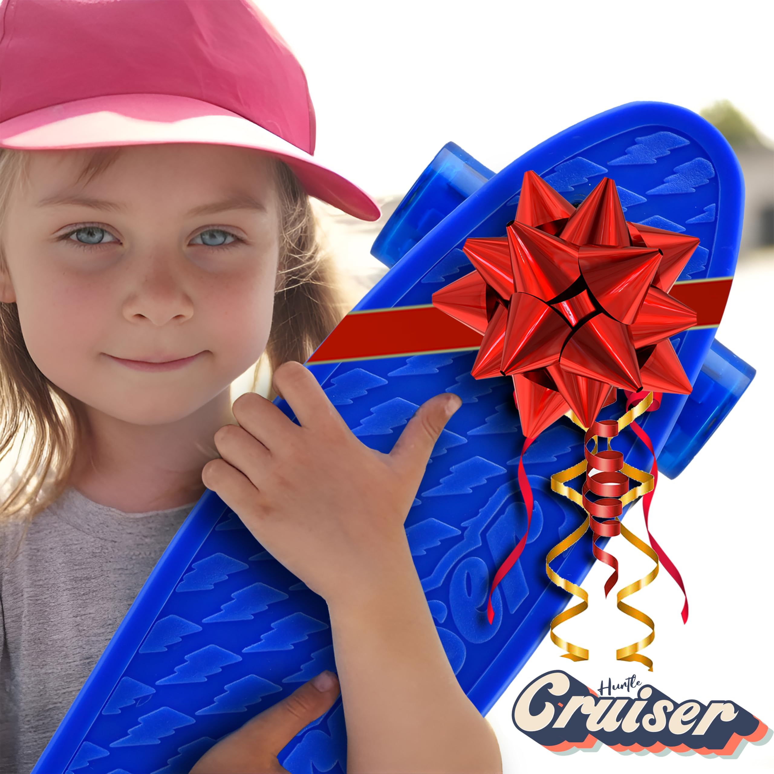 Hurtle Skateboard Mini Cruiser, Tavola PP 15,24 Centimetri, Doppio Kick, Truck in Alluminio 8,26 Centimetri, Ruote PU con LED, per Bambini da 5 Anni, Adolescenti e Adulti.