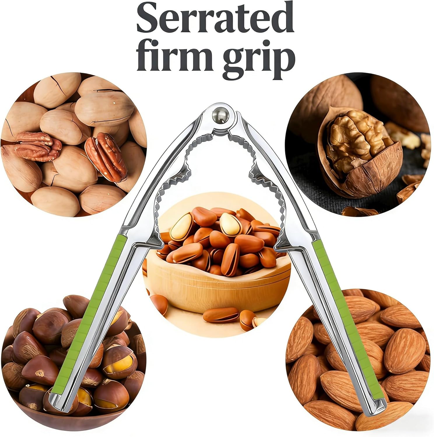 Green Walnut Cracker Tool, Nutcrackers, Metal Nut Shell Openers, Nut Shell Breakers Crackers, Kitchen Tools with Non-slip Handle for Pecans Pistachio Hazelnuts