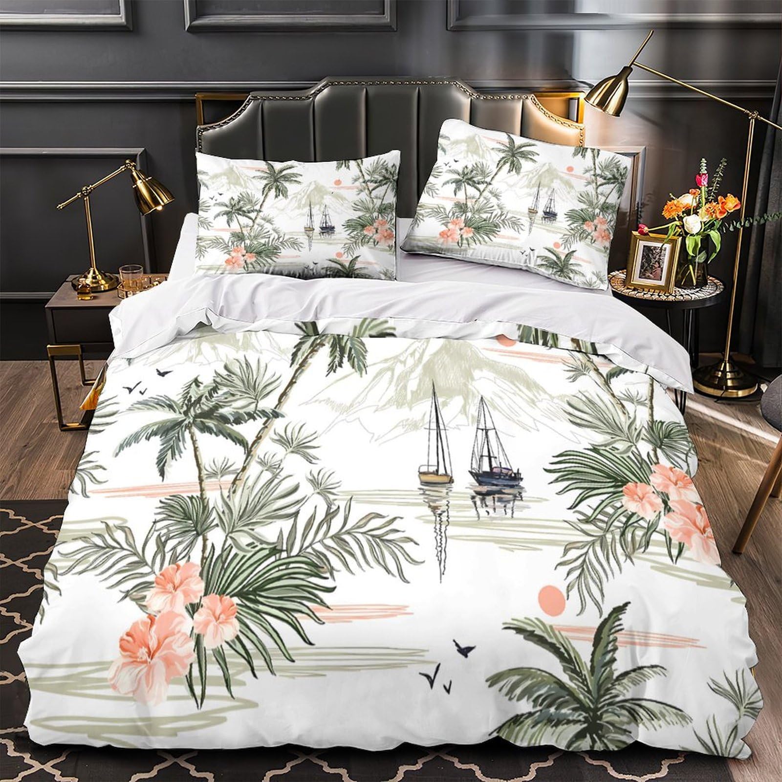 Housse de couette hypoallergénique grand lit contre les allergies nocturnes, microfibre 3D
