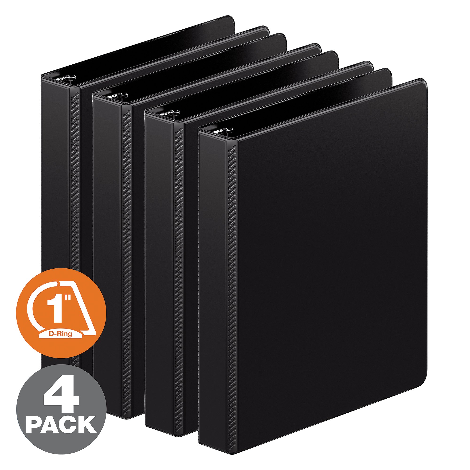 Wilson Jones Heavy Duty classeurs à anneaux avec Extra durable Charnière, 2,5 cm, Noir, 4-pack (W70384–14B)