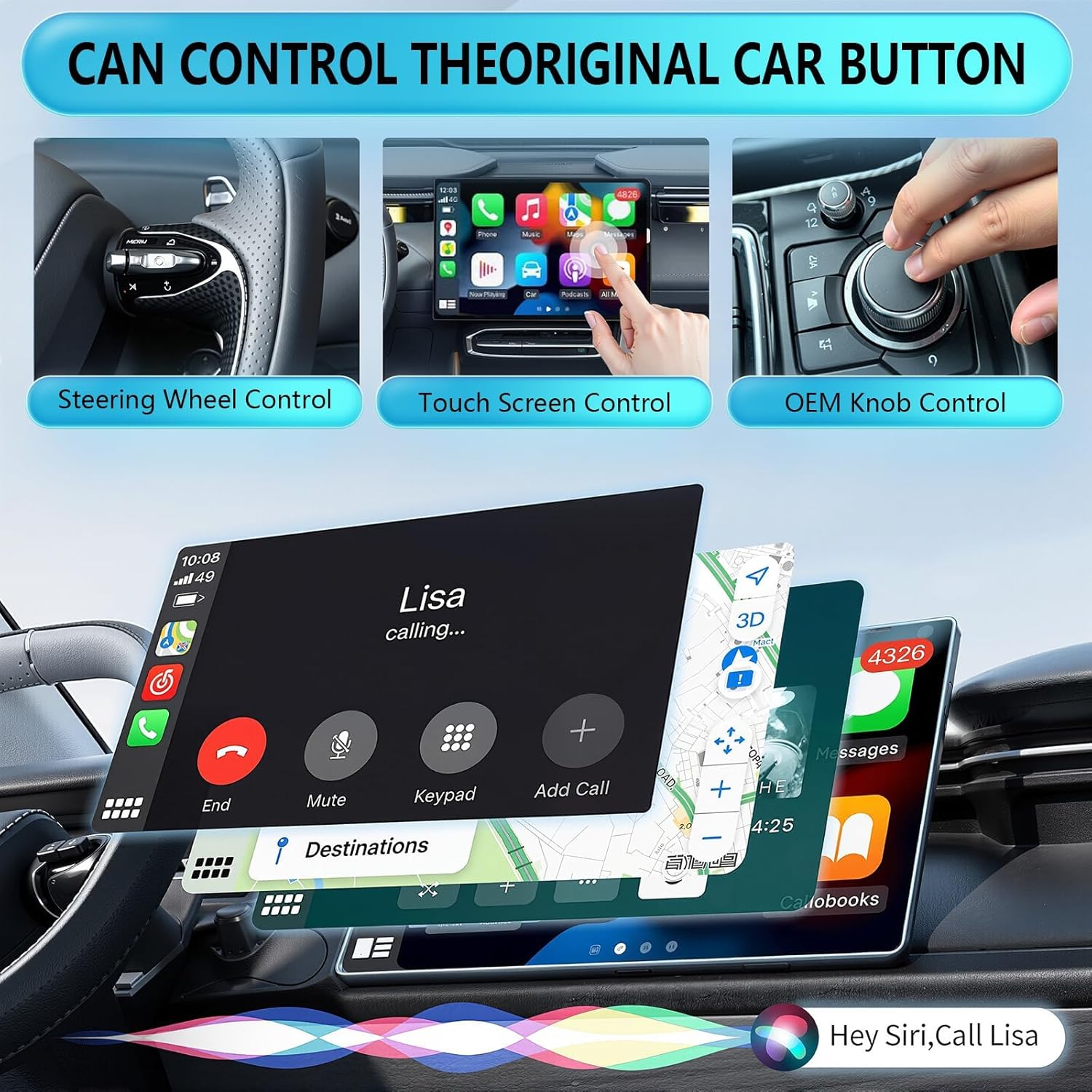 Wireless CarPlay Adapter for Apple, Convert Wired to Wireless Apple Car Play Adapter, Compatible with iOS 10+ and 2017+ Cars, Play and Plug, Stable Connection