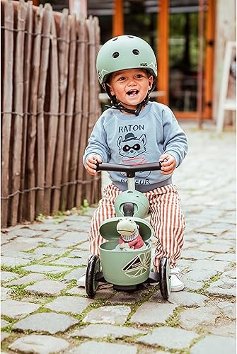 Miniatura 4 de Scoot & Ride Scooter 2 en 1 para niños con cesta, de 1 a 5 años, estilo de vida Highwaykick 1, líneas verdes