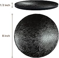 Vista 2 de Cakebon Tablas redondas para tartas – Tambores resistentes de 1/2 pulgada de grosor – Base profesional de 8 pulgadas para bordes completamente Negro
