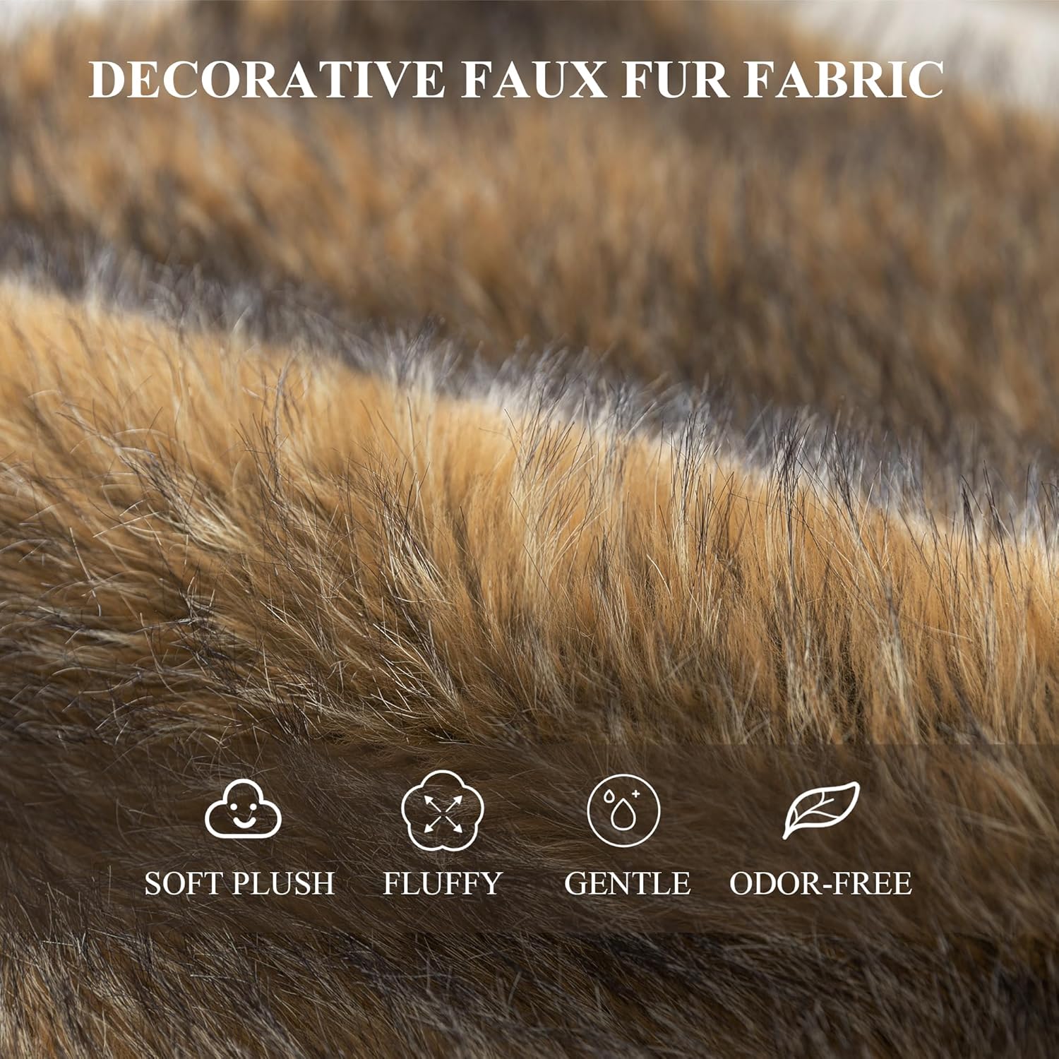MOOX Faux Fur Pillow Covers 18x18 Inch Set of 2, Faux Raccoon Fur Textured Decorative Throw Pillow Covers, Soft Plush Fluffy Cushion Case for Couch Bed Living Room Home Decor Pillowcases, Tawny