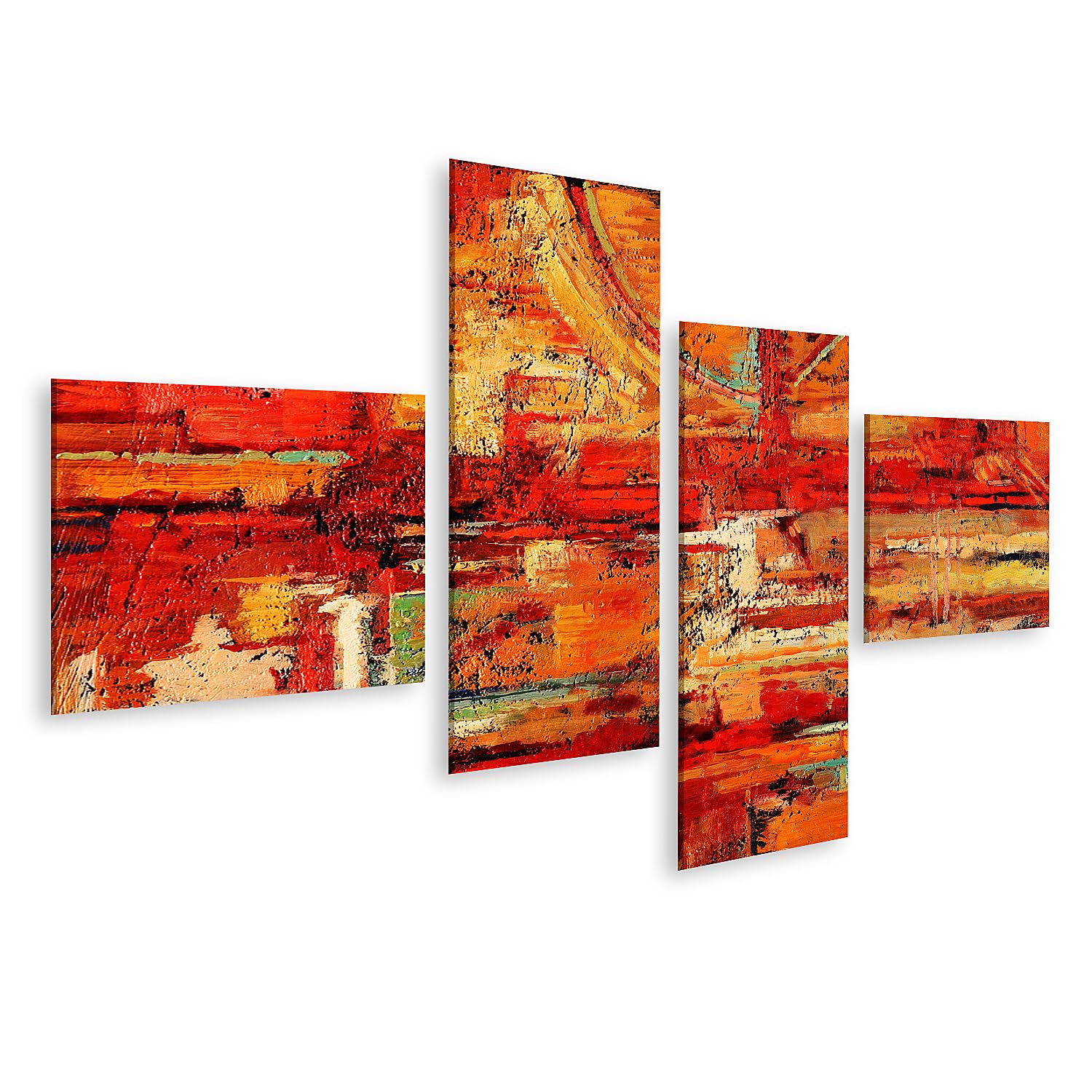 islandburner Prime Tableau sur toile - Couleurs et formes abstraites - Rouge et orange