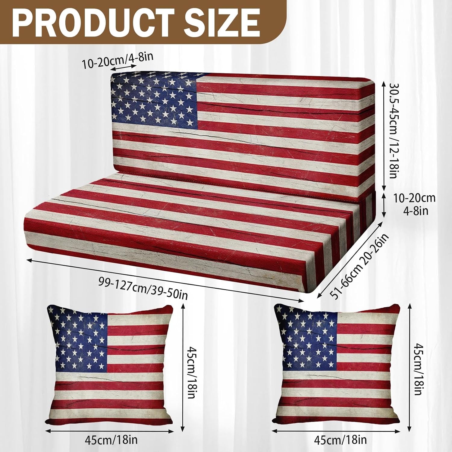 6 Pcs RV Dinette Cushion Covers Set American Flag Camper Cushion Covers Replacement Soft Washable RV Happy Camping Seat Cover for Travel Trailer Motorhome Booth Dinette Camper July 4 Interior Decor