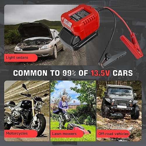 Miniatura 5 de Adaptador de arranque para baterías Milwaukee de 18 V20 V, adaptador de cable de refuerzo automático de 13.5 V con luces LED, cables de salto