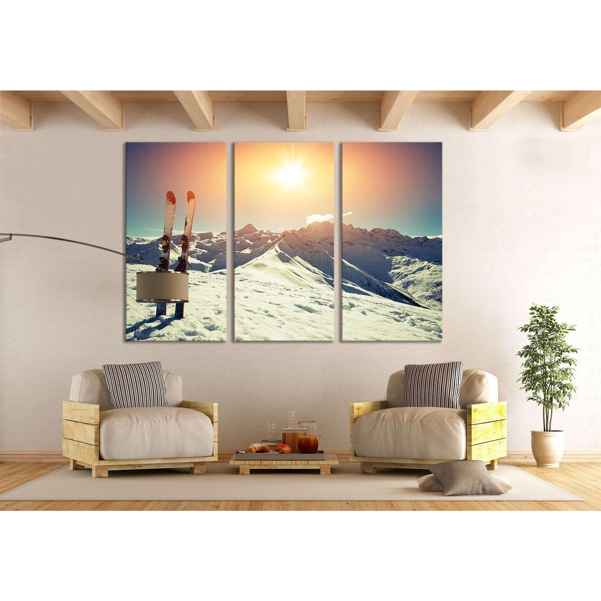 Cuadro de esquí en lienzo para decorar el salón de tu casa de montaña en invierno 3