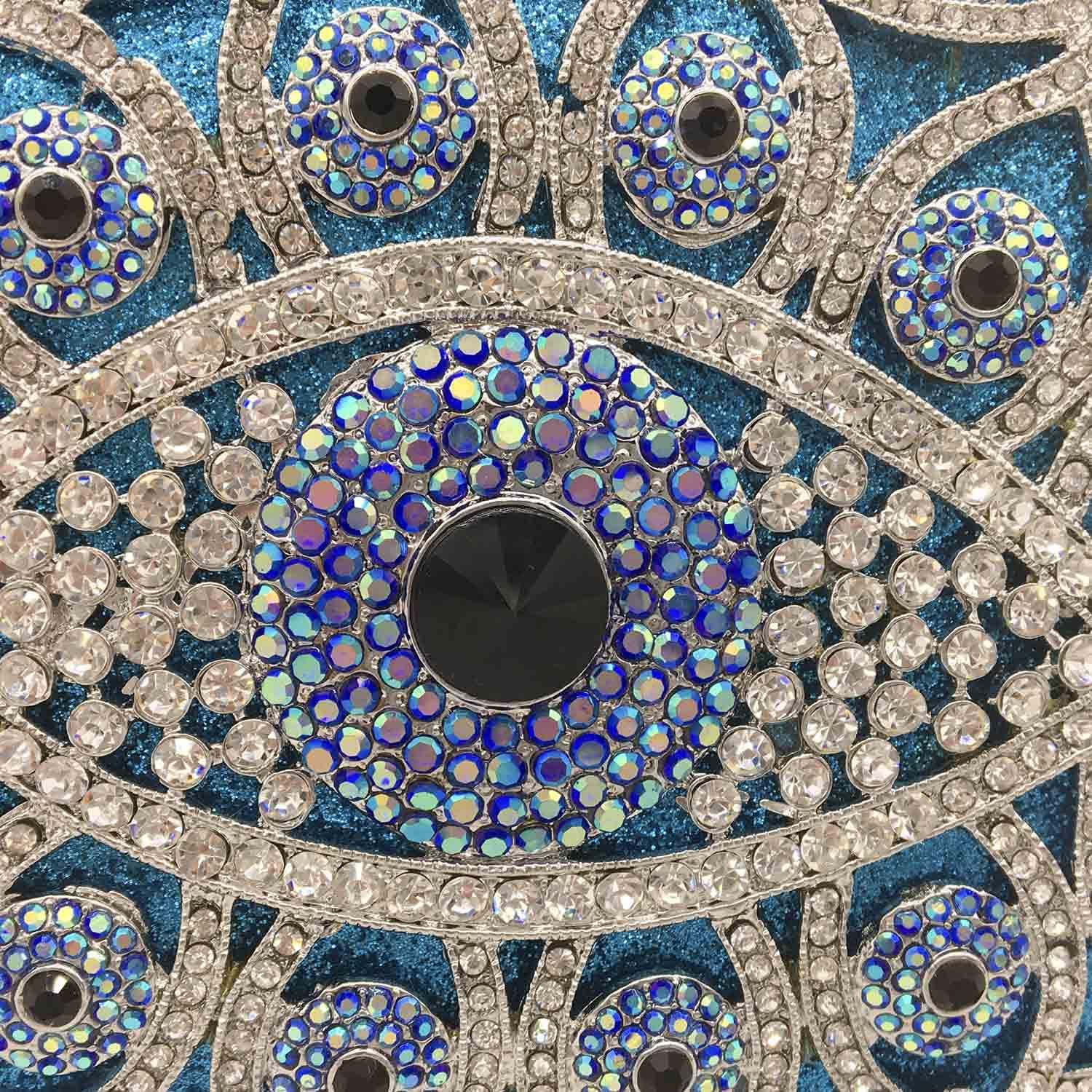 Boutique De FGG Evil Eye Clutch Purse for Women Glitter Evening Bags Crystal Clutch Party Dinner Rhinestone Handbag,Mini
