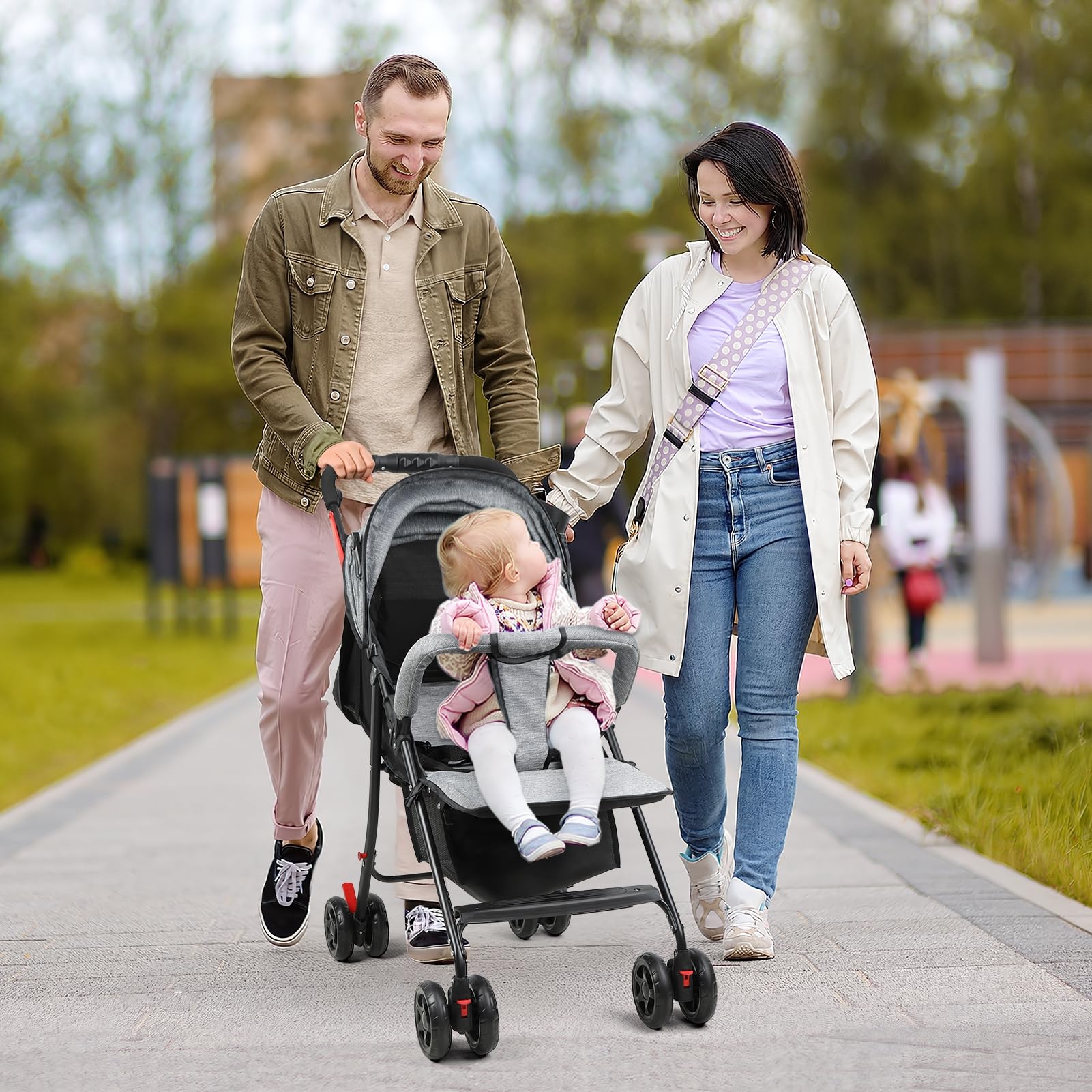 Wózek dziecięcy od urodzenia do 3 lat (10 kg), lekki i kompaktowy składany parasol, wózek podróżny dla małych dzieci, wózek dziecięcy zawiera uchwyt na kubek i pokrowiec przeciwdeszczowy