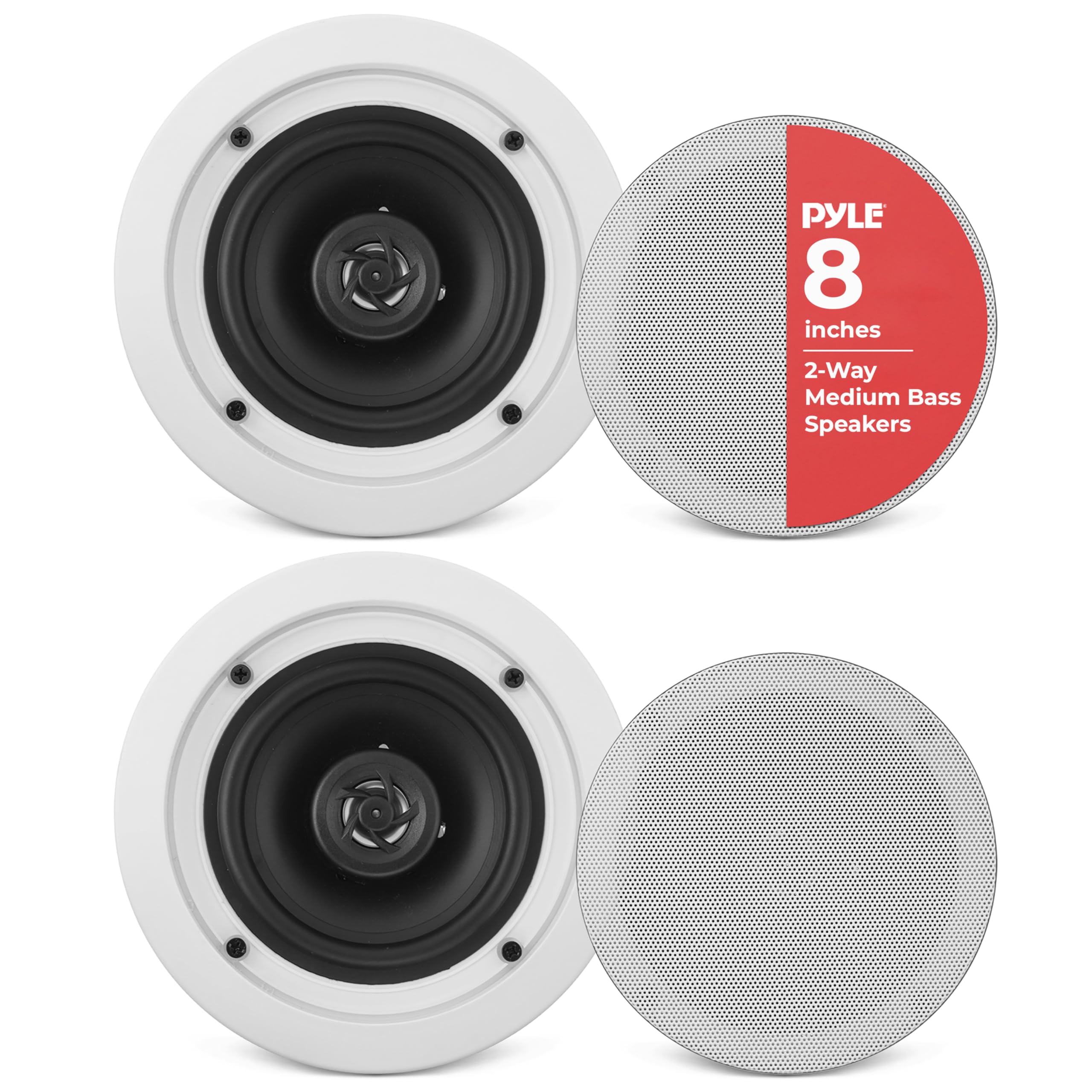 6.5" Ceiling Wall Mount Speakers - Pair of 2-Way Midbass Woofer Speaker 1/2'' Polymer Dome Tweeter Flush Design w/70Hz-20kHz Frequency Response & 200 Watts Peak Easy Installation - Pyle PDIC61RD-image-42