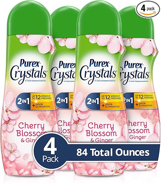 Purex Crystals in-wash Fragrance and Scent Booster, Cherry Blossom & Ginger, 21 Ounce (Pack of 4)