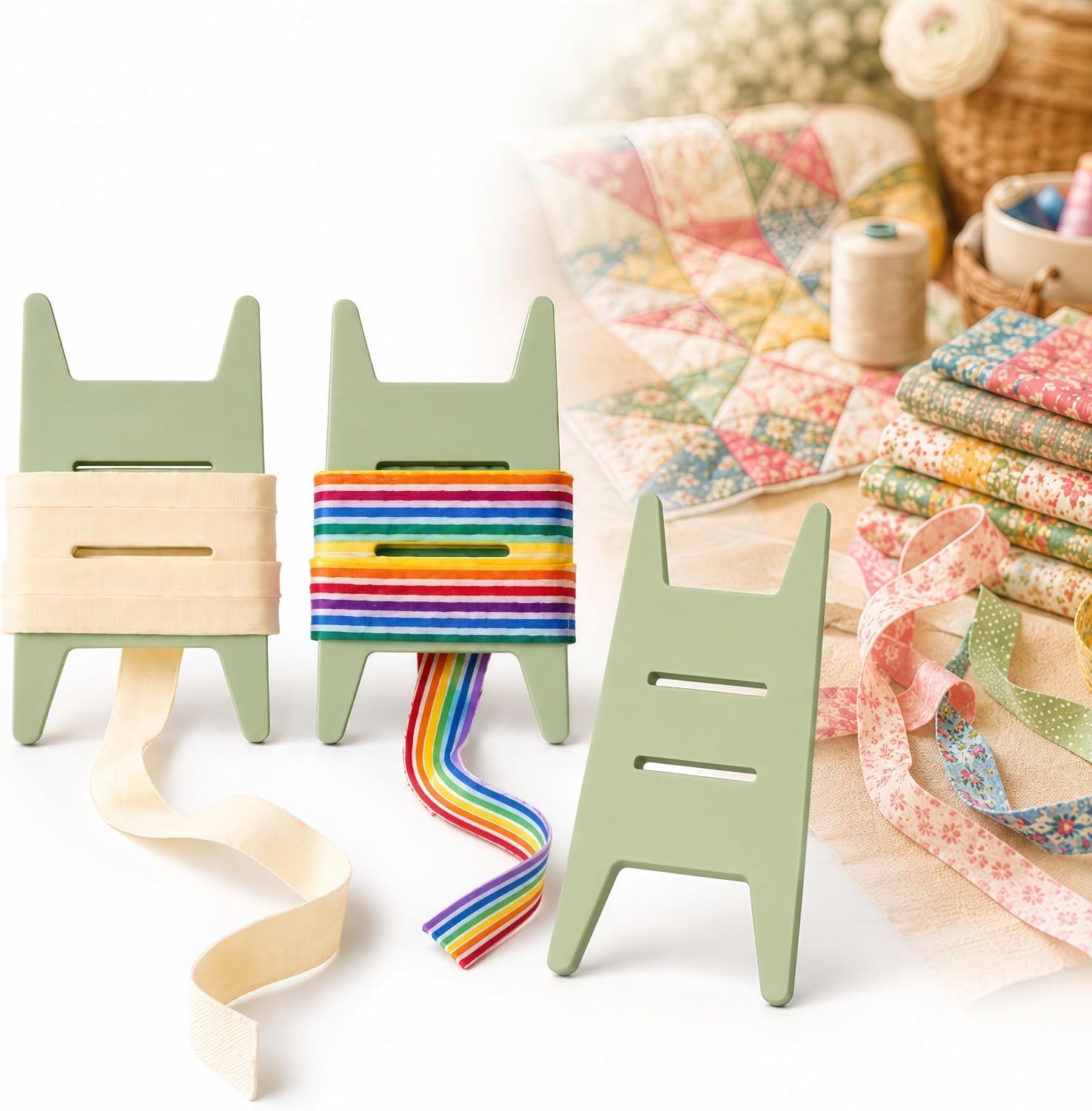 Quilt Binding Tool Set, Quilt Binding Holder, Binding Spool for Quilting, Sewing Storage 3 Pack