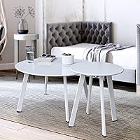 Vista 8 de Mesa de centro para patio, mesa redonda de acero de metal para exteriores, resistente a la intemperie, mesa antioxidante (negro)