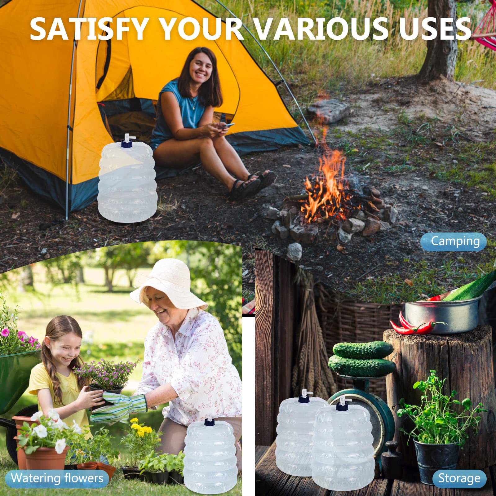 Bidons D'eau Pliables LUCYLANKER - 2 Pcs - 8 Litres - Portable Pour Randonnée, Camping - Sans BPA