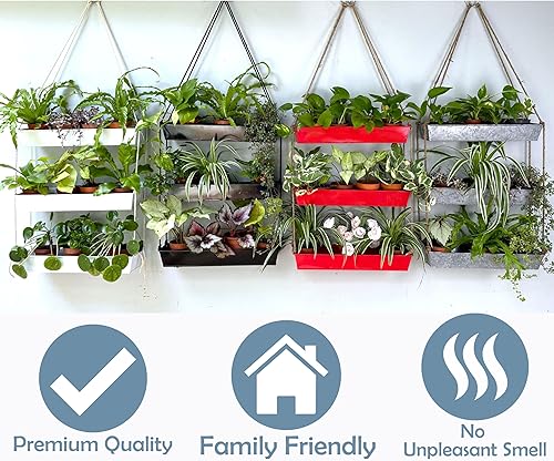 Miniatura 9 de LaLaGreen - Maceta colgante de pared  Colgador de tres niveles de 16 pulgadas para suculentas, maceta de hierbas de interior, moderna maceta de