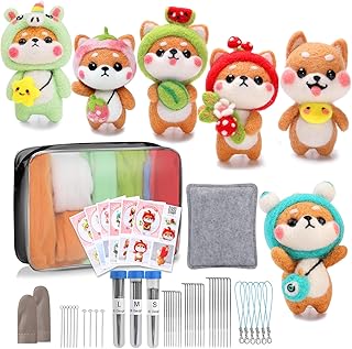 Needle Felting Kit, Wool Felting Beginner Kits Includes 6 Pcs Animal Instructions Felting Pad Needle Felting Basic Tools, Complete Needle Felting Supplies for DIY Felting Starters