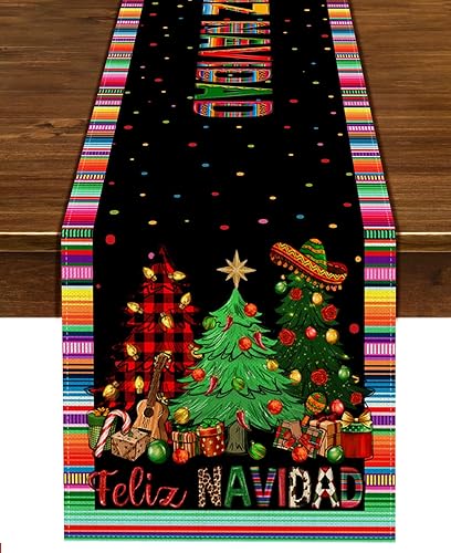 Nepnuser Feliz Navidad Camino de mesa mexicano Navidad invierno vacaciones decoración hogar cocina comedor decoración disponible en Yaxa El Salvador