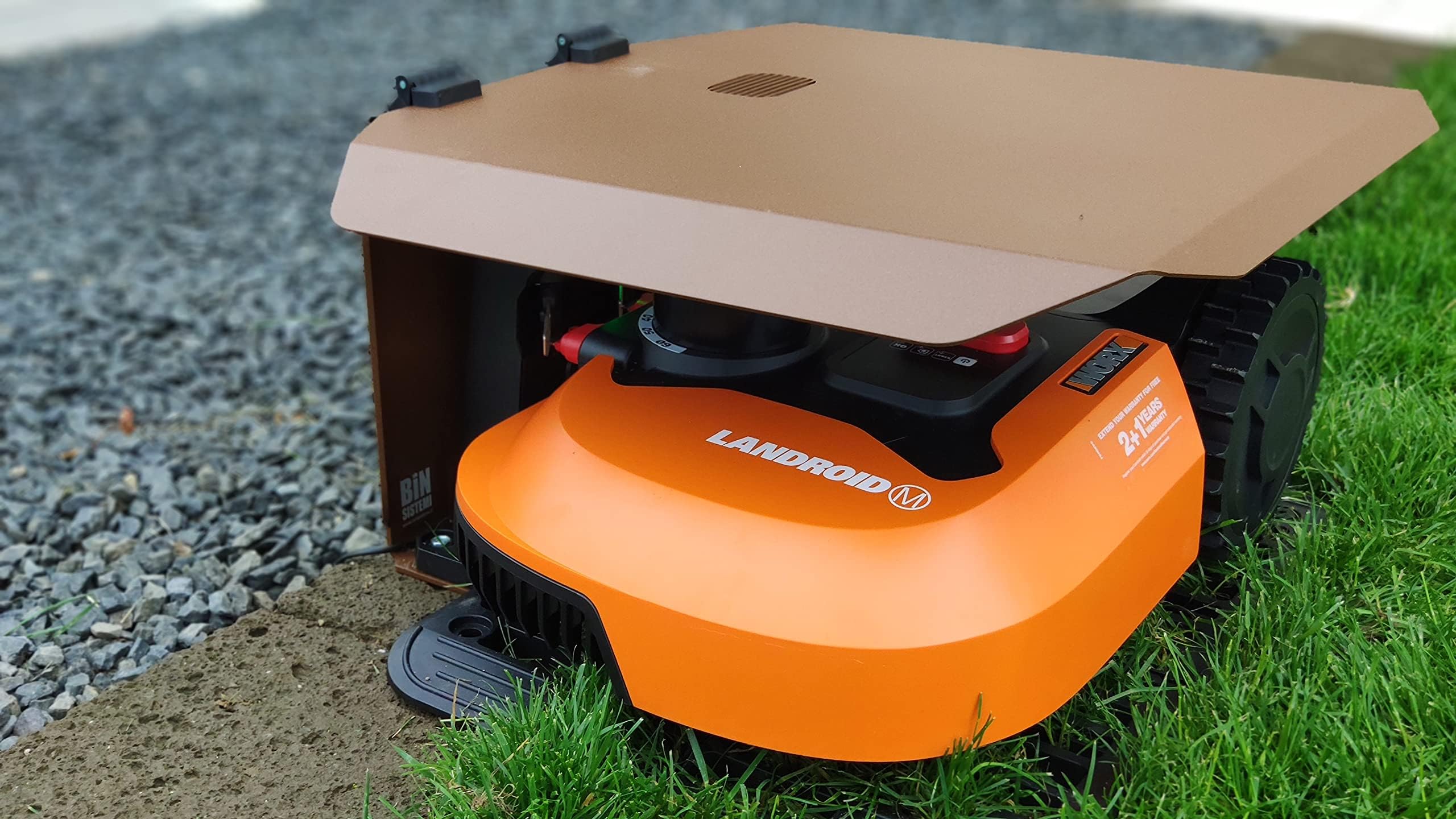 WORX WA0810 Garage für Landroid Mähroboter – Klappbare Überdachung & WA0177 Begrenzungsdraht – 200m Stabiles Kabel zum Eingrenzen des Mähbereiches
