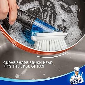 MR.SIGA Soap Dispensing Dish Brush, Kitchen Brush for Pot Pan Sink Cleaning, Black, Pack of 2