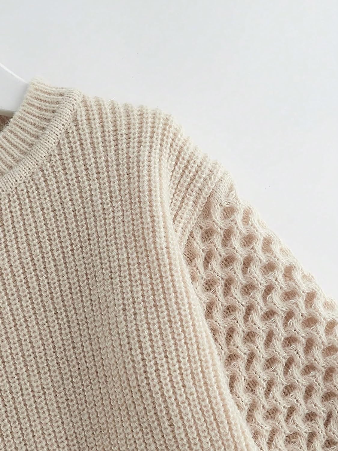 Toddler Baby Girl Knit Sweater Hollow Out Lantern Sleeve Crochet Crewneck Pullover Sweatshirt Long Sleeve Tops