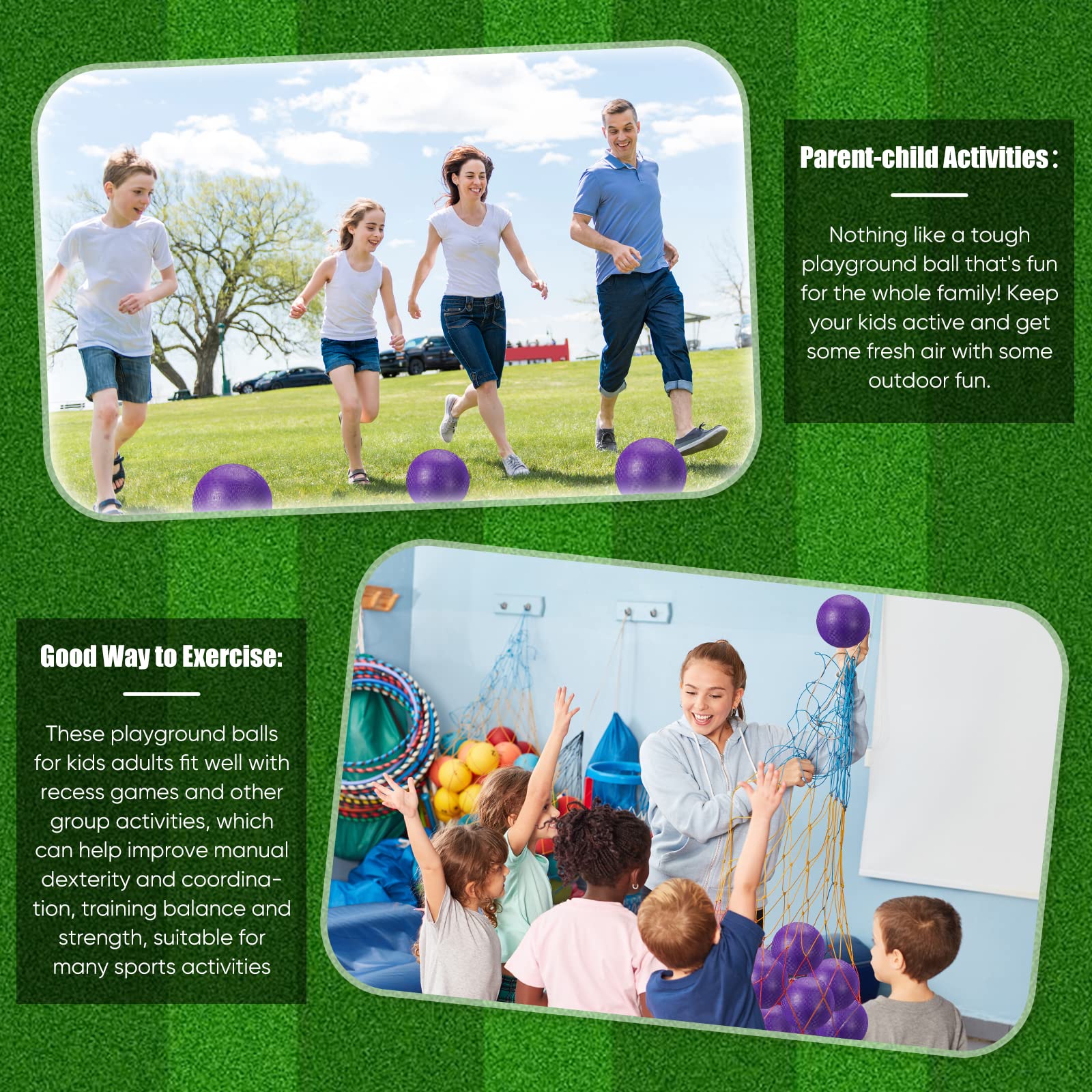 Sumind 4 Pcs Playground Ball for Kids 8.5 Inch Kickballs Dodgeball  Inflatable Ball with Pump and Storage Bag PVC Rubber Bouncy Handball for  Kids Adults Sports Outdoor Games and Activities (Purple) :