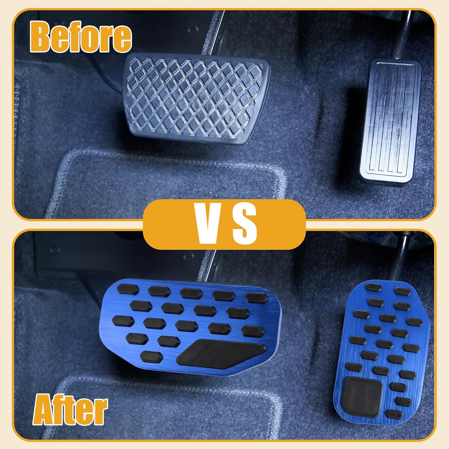 Pedal Pads - Auto Brake and Gas Accelerator Pedal Pads Rest Pedal Cover - for Ford F-150 2021-2023 Metal Plastic Black Red Blue - 1 Set