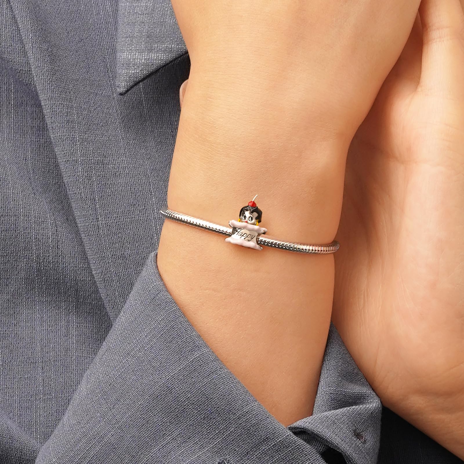 GNOCE Colgante de plata de ley 925 de Betty Boop, para mujer, esposa, día de San Valentín, día de la madre, regalo de joyería, Medium, Plata de ley, Sin piedra preciosa